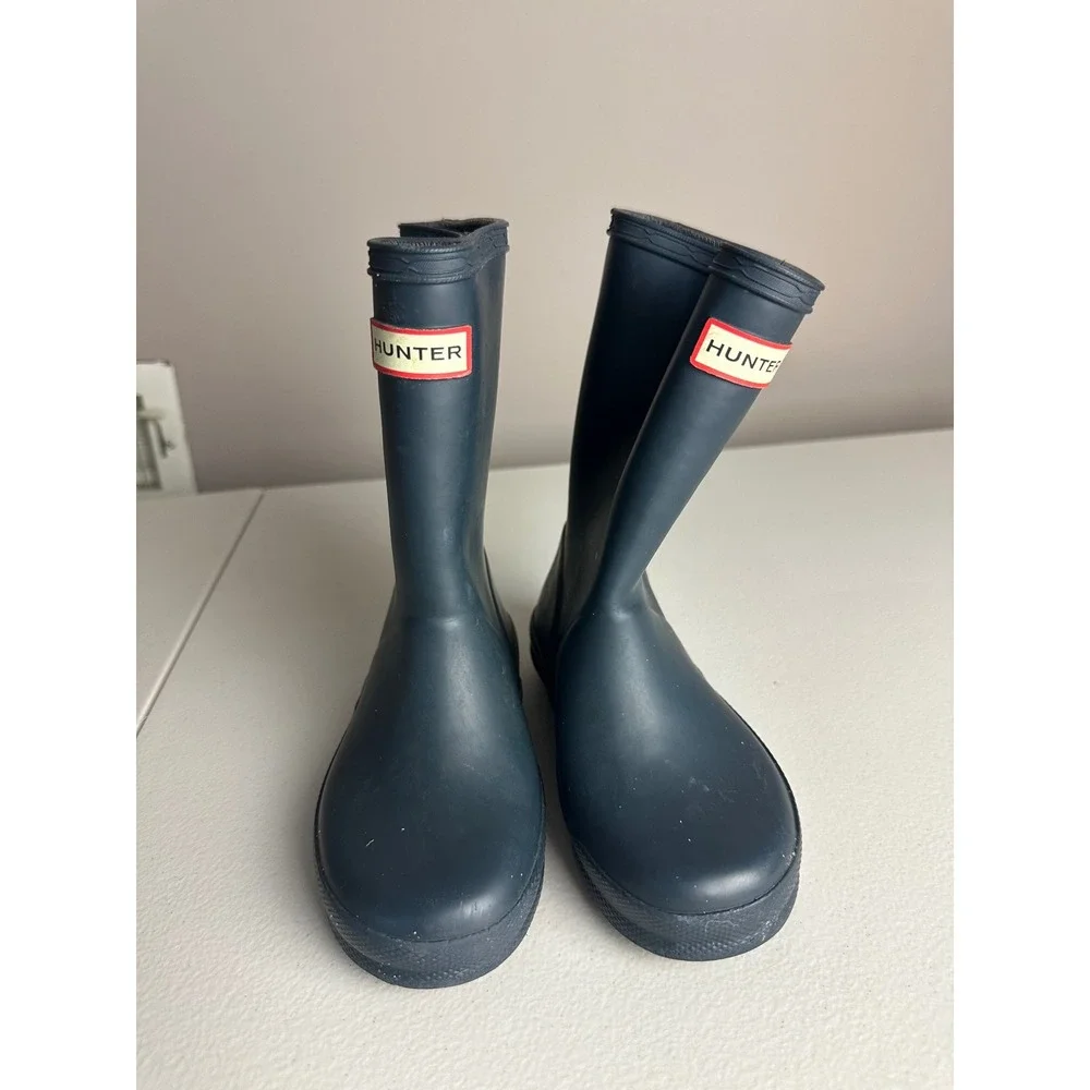 Hunter Kids First Classic Navy Blue Matte Waterproof Rain Boots Size 9 Toddler